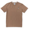 brown t-shirt with a beer embroidery logo on the pocket