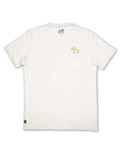 Cream-colored Baja Llama Colorful Cactus Slub Pima Pocket Tee with embroidered cactus detail.