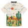 Cream short sleeve button up shirt featuring desert landscape and cactus print