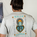 Cream graphic tee with teal El Sativo Tequila elements, featuring a detailed agave plant design. Soft and comfortable with a bold, artistic touch for a stylish, casual look.