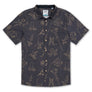 Chocolate and gold button up shirt featuring Peruvian Nazca Lines print 