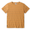 Mustard yellow/camel t-shirt with blue pattern stripes on a white background