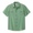 Green shirt with embroidered cactus designs on a white background