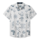 Front view of the Baja Llama Desert Martians gray Vagabond button-up shirt featuring a unique desert-themed graphic print.