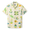 Front view of the DESERT MARTIANS - NIGHTHAWK™ RELAXED FIT BUTTON UP from Baja Llama, a light-colored, short-sleeve shirt featuring an all-over, hand-drawn print of desert icons, martians, and cacti.