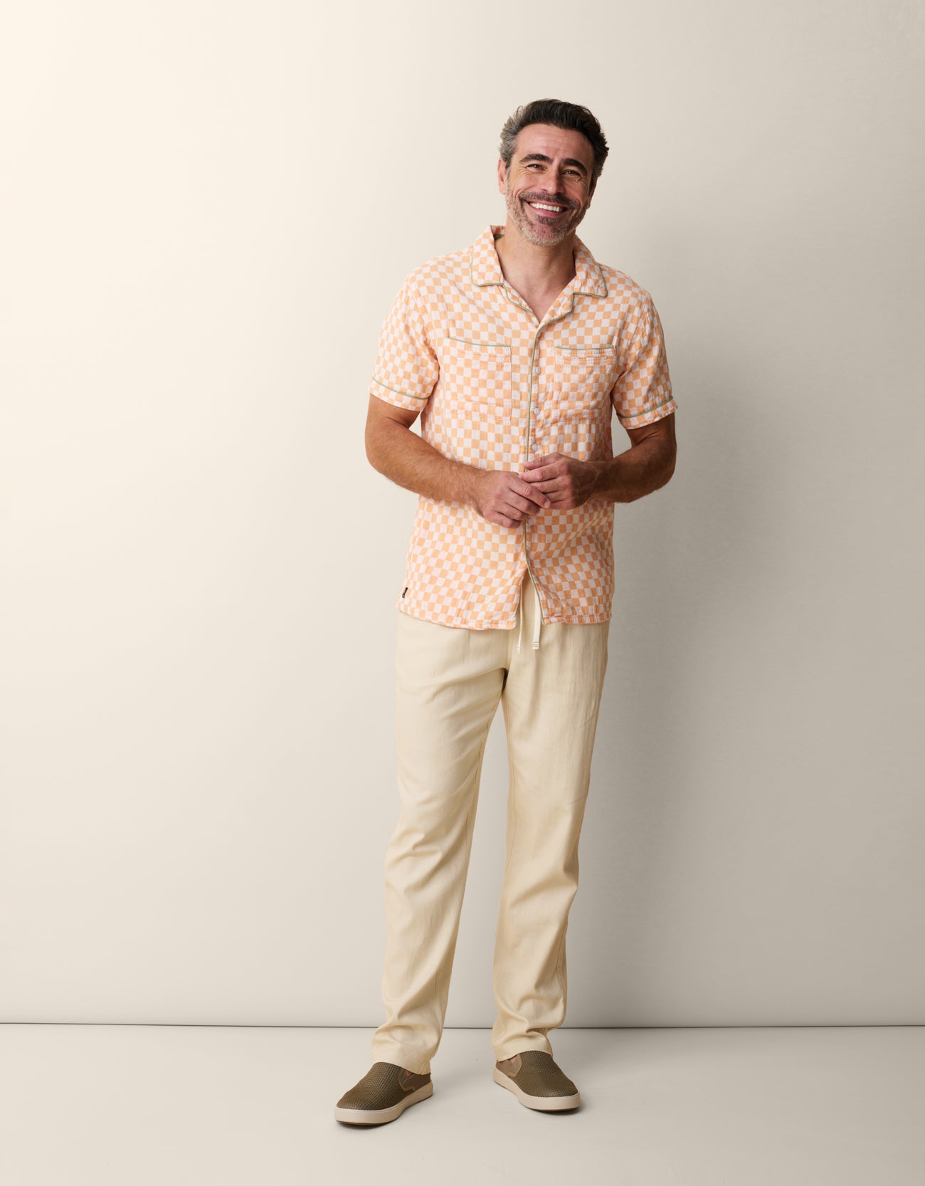 Baja Llama One Off orange checker shirt for vacations and summer parties
