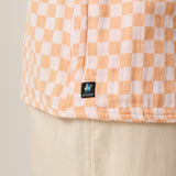 Limited-edition orange checker button-up shirt by Baja Llama