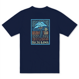 Baja Llama Neon Palm graphic tee navy