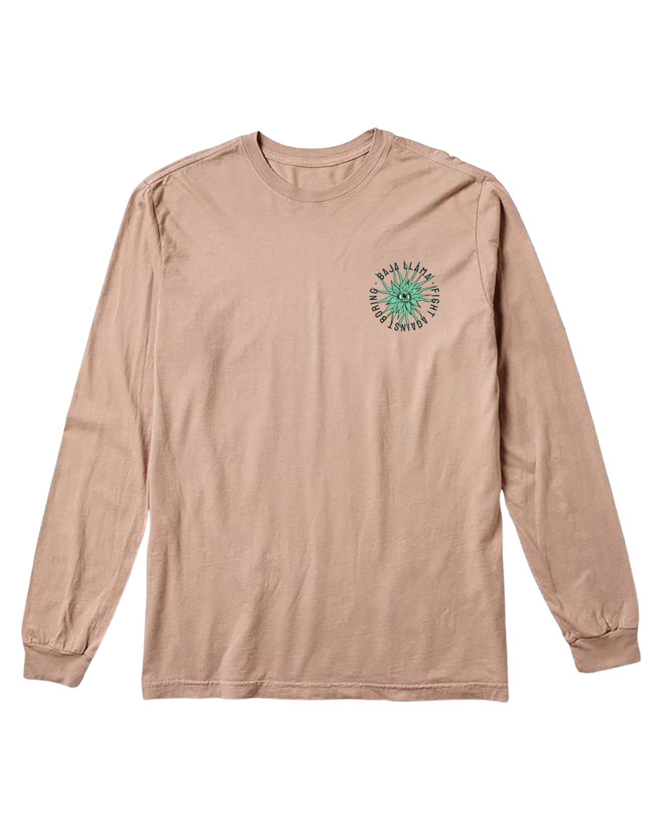 Baja Llama champagne and green succulent print peruvian cotton graphic t-shirt