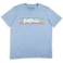 Men’s vintage-washed blue graphic t-shirt with ‘Full Power’ retro typography and colorful striped design. Soft cotton, casual fit, and perfect for everyday wear. Baja Llama adventure-inspired apparel.