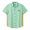 Front view of the Baja Llama Go Fast Green Vagabond™ button-up shirt featuring side stripe detailing and a chest patch.