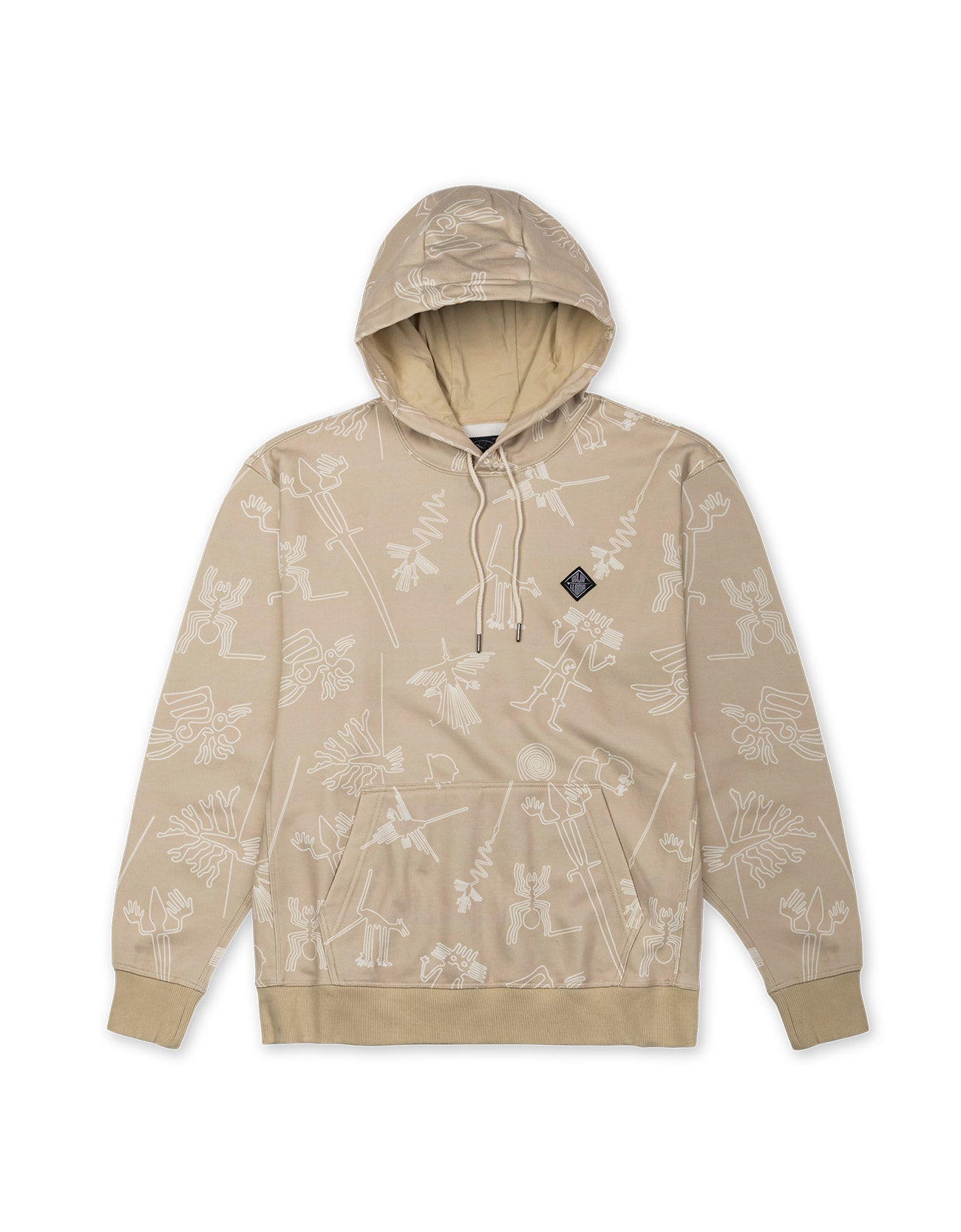 Gold Organic Cotton Hoodie with Nazca Lines print