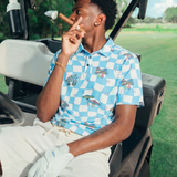 golf polo with mushrooms on it