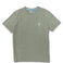 Baja Llama Greatful Dyed Rock On Cypress Green Heavy Tee featuring a chest pocket with a white embroidered rock-on sign cactus graphic