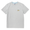 Front full view of the Baja Llama Greatful Dyed Shoreline Smoke Heavy Tee, a light gray short-sleeve t-shirt with a vintage  wash, a crew neck with blue checkered inner tape, and an embroidered script pocket logo