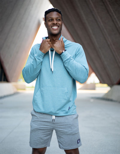 Baja Llama lagos light blue performance lightweight hood with inside zip pocket