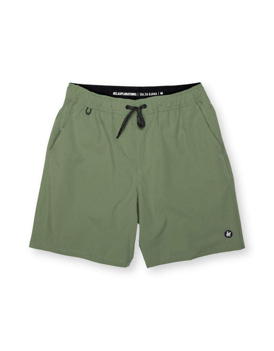 RELAXPLORATIONS - HEDGE GREEN ATHLEISURE SHORTS