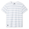 White t-shirt with blue stripes on a white background
