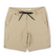 Baja Llama stretchy khaki hybrid shorts with drawstring waist, perfect for travel and everyday wear.