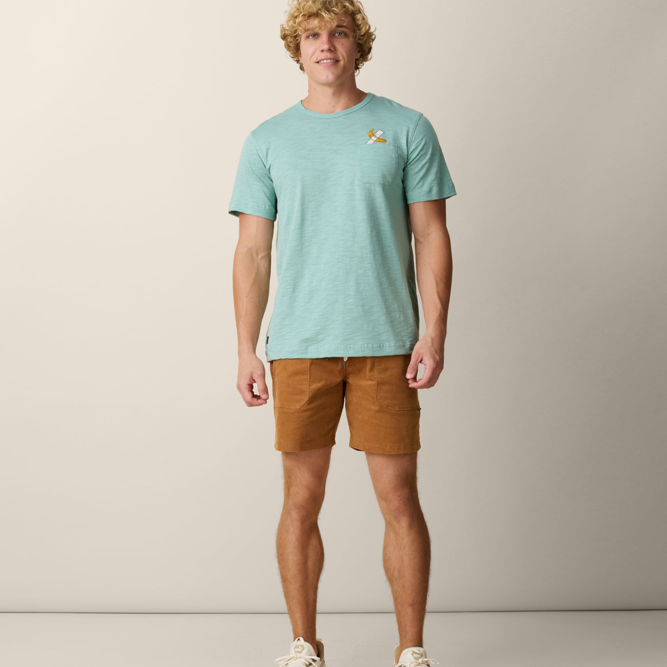 Model Wearing La Banana Tee – Soft Slub Cotton in Green