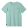 Front flat-lay view of the Baja Llama La Banana Embroidered Pima Slub Pocket Tee, featuring a sage green crewneck t-shirt  with a playful embroidered banana graphic topped with a left chest pocket