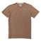 Front flat-lay view of the Baja Llama La Republica Embroidered Pima Slub Pocket Tee, featuring a brown crewneck t-shirt with a left chest pocket topped with an embroidered teal and orange banana palm tree.