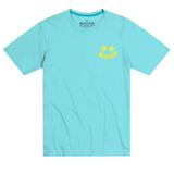 Lose Your Mind graphic tee by Baja Llama. This light turquoise colored tee features a bold, psychedelic-inspired design with vibrant colors and Lose Your Mind, Not Your Head graphic on the back. Soft fabric and a relaxed fit make it perfect for casual, adventurous style.