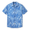 Baja Llama Line Work Mojave Perforated Button Up shirt featuring a blue and white abstract geometric line art pattern.