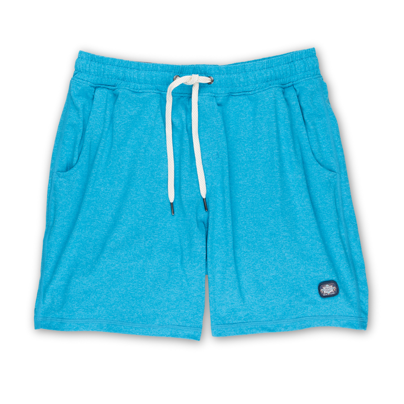 Baja Llama bright blue knit lounge shorts with drawstring waist. Ultra-soft and perfect for laid-back comfort.