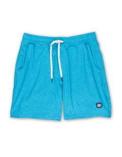 Baja Llama bright blue knit lounge shorts with drawstring waist. Ultra-soft and perfect for laid-back comfort.