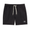 Flat lay of black Mach Zero lounge shorts by Baja Llama featuring a drawstring waist and branded patch.