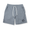 Front view of the Baja Llama Mach Zero Lounge Shorts in gray, featuring an elastic waistband with a white drawstring and a branded patch.