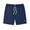 Front view of the Baja Llama Mach Zero Lounge Shorts in navy, featuring an elastic waistband with a drawstring and a small brand patch.