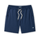 Front view of the Baja Llama Mach Zero Lounge Shorts in navy, featuring an elastic waistband with a drawstring and a small brand patch.