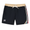 Baja Llama Mach Zero lounge shorts in retro black, featuring a tan waistband and colorful side stripe detailing.