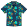 Baja Llama Blue Tiger Palm tree Print Viscose short sleeve button up shirt
