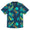 Baja Llama Blue Tiger Palm tree Print Viscose short sleeve button up shirt