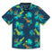 Baja Llama Blue Tiger Palm tree Print Viscose short sleeve button up shirt
