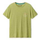Olive green Baja Llama Never High Enough Primo Graphic Tee featuring a mountain range chest print.