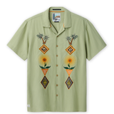 Flat lay of Baja Llama Oasis Geometry embroidered button-up shirt