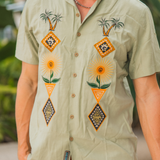 Men’s embroidered camp collar shirt inspired by Huacachina Peru