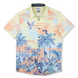 Baja Llama Sunset-toned jungle shirt with tropical animals and palms. Vibrant, wild, and vacation-ready.