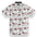 Black and white button up featuring monkey wearing red eyeglasses
