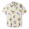 Front view of the Baja Llama Passion Project Nighthawk™ relaxed fit button-up shirt featuring a cream-colored fabric with a vibrant floral and tropical hummingbird print.