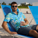 PASTEL PARADISE - REVERSE PRINT MOJAVE PERFORATED BUTTON UP