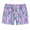 Pink nature-inspired men's swimsuit featuring tropical trees print and embroidered baja llama logo. 