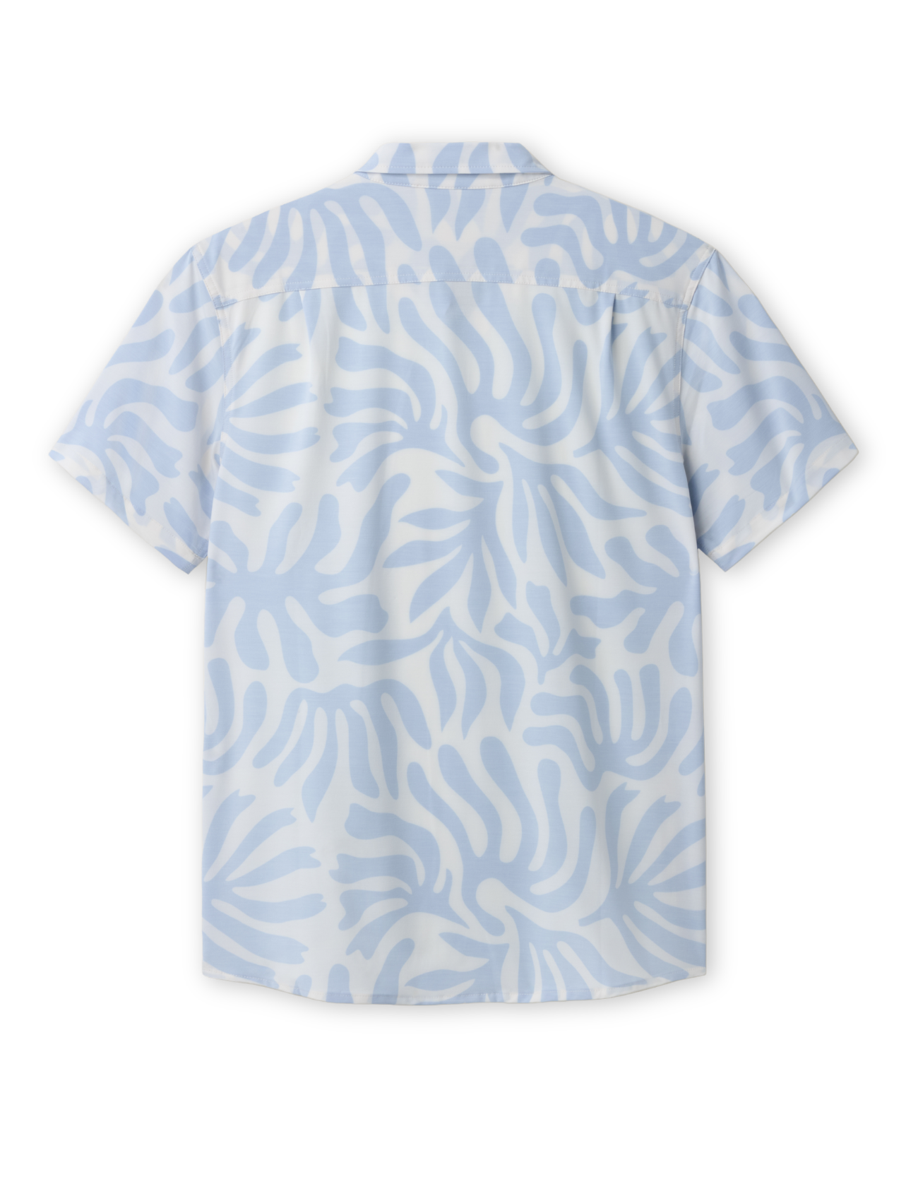 Back view of Baja Llama Purple Leafs Reverse button-up shirt
