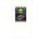 Back flat-lay view of the Baja Llama Radical Misadventurist Off White Primo Graphic Tee, showing a solid cream-colored t-shirt featuring a large 1980s synthwave-style graphic printed on the center back.