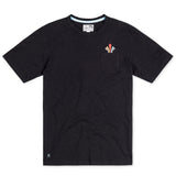 Baja Llama Retro League black slub pima cotton pocket t-shirt with retro chest embroidery.