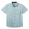 Baja Llama green wave stripe Print Cotton Viscose short sleeve button up shirt